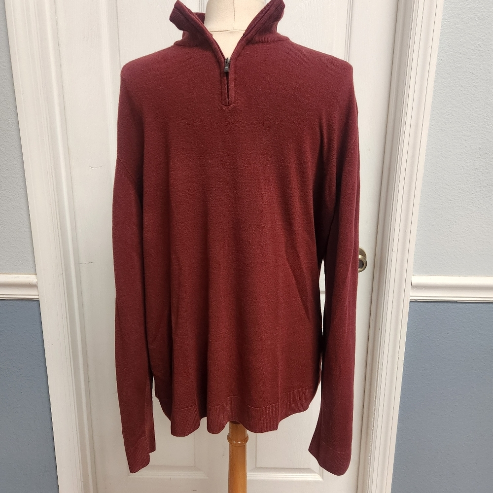 Men's Maroon Quarter Zip-Up Sweater
